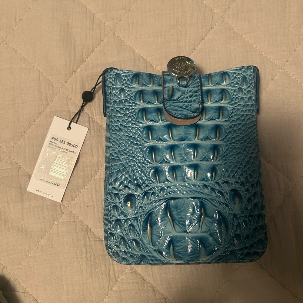 NWT Brahmin Blue Crocodile Embossed Women's Marley Bag